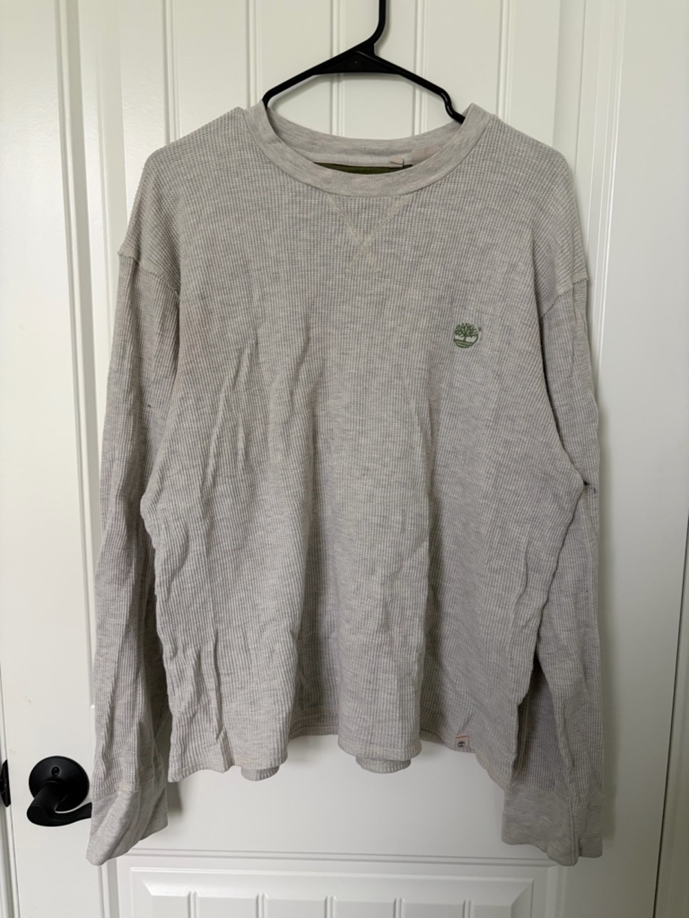 Timberland Oatmeal Long Sleeve with Green Logo Print